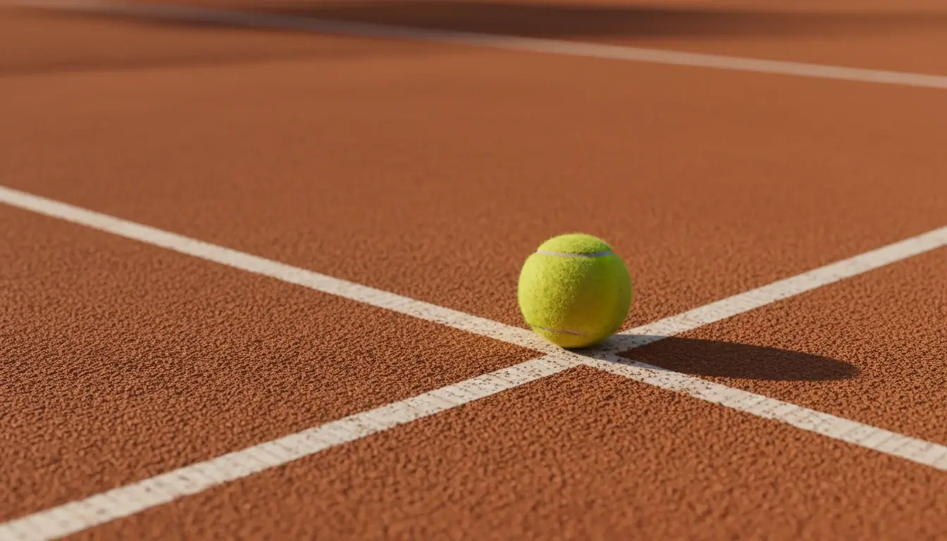 Gravelbaan met kenmerkende oranje kleur en witte lijnen